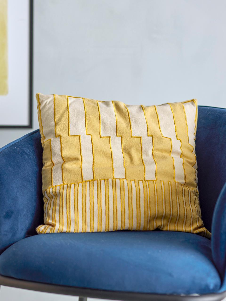 Bloomingville Cowes cushion, yellow, custom product