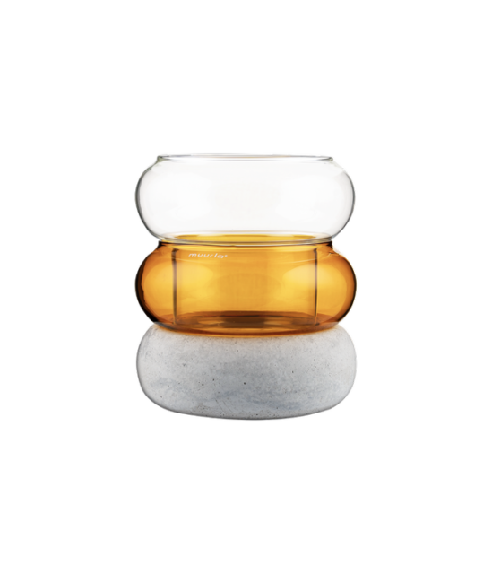 Muurla Rinkeli candle lantern/vase amber, custom product