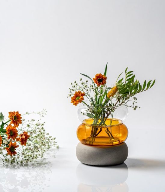 Muurla Rinkeli candle lantern/vase amber, custom product