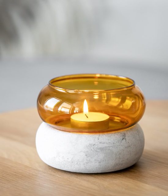 Muurla Rinkeli candle lantern/vase amber, custom product